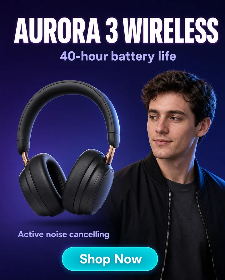 An ad built around the same headphones